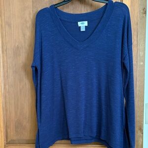 Old Navy Deep Blue Long Sleeve V-Neck Tee